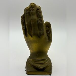Vintage Brass Open Palm Hand Bookend Figurine Decor MCM Style Sculpture